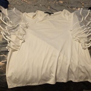 Elegant White Ruffle Sleeve Top